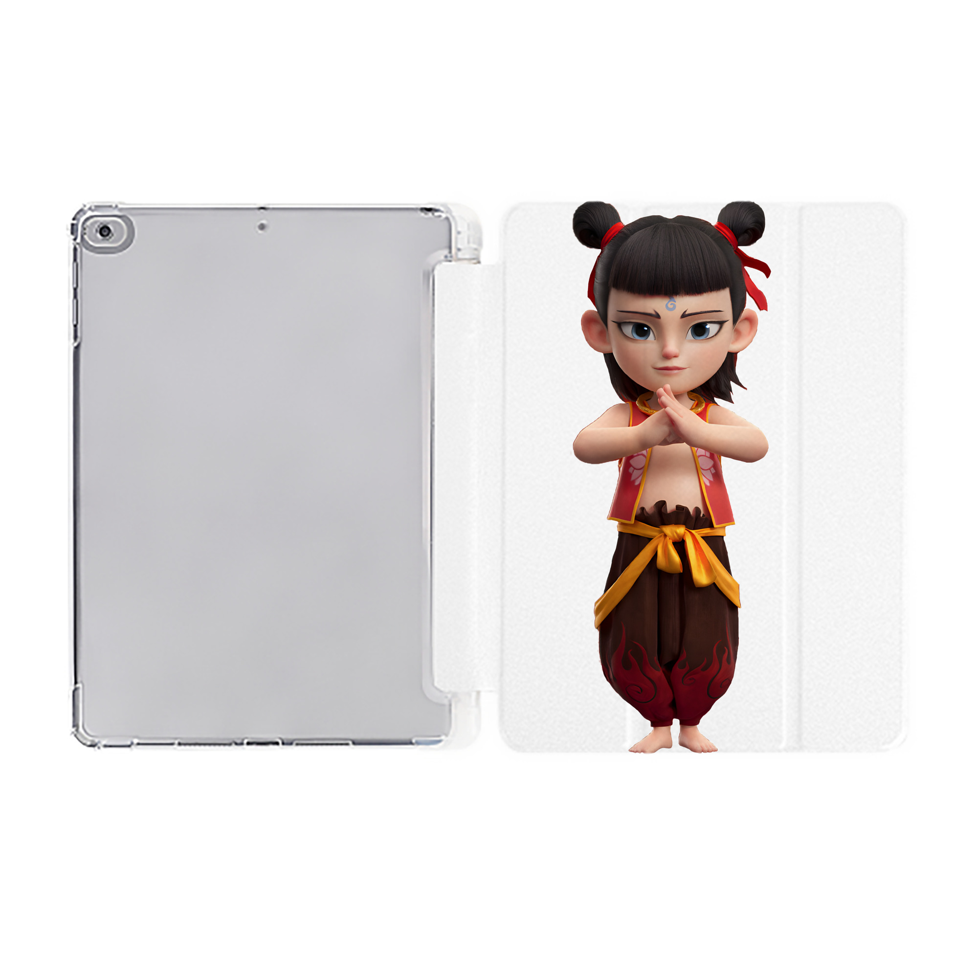 （画像用） Ne Zha 2 ナタ 魔童の大暴れ IPad ケース ペン収納付き 三つ折りスタンド PUレザー×シリコン 対応機種9.5/10.5/10.9インチ